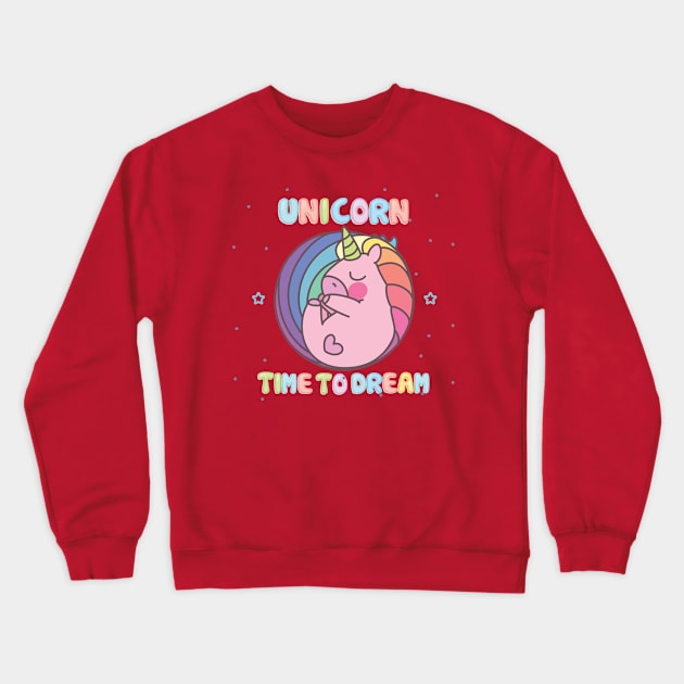 Time to Dream Unicron kids Grils teen fun cute Design Crewneck Sweatshirt by estelA_Sunday